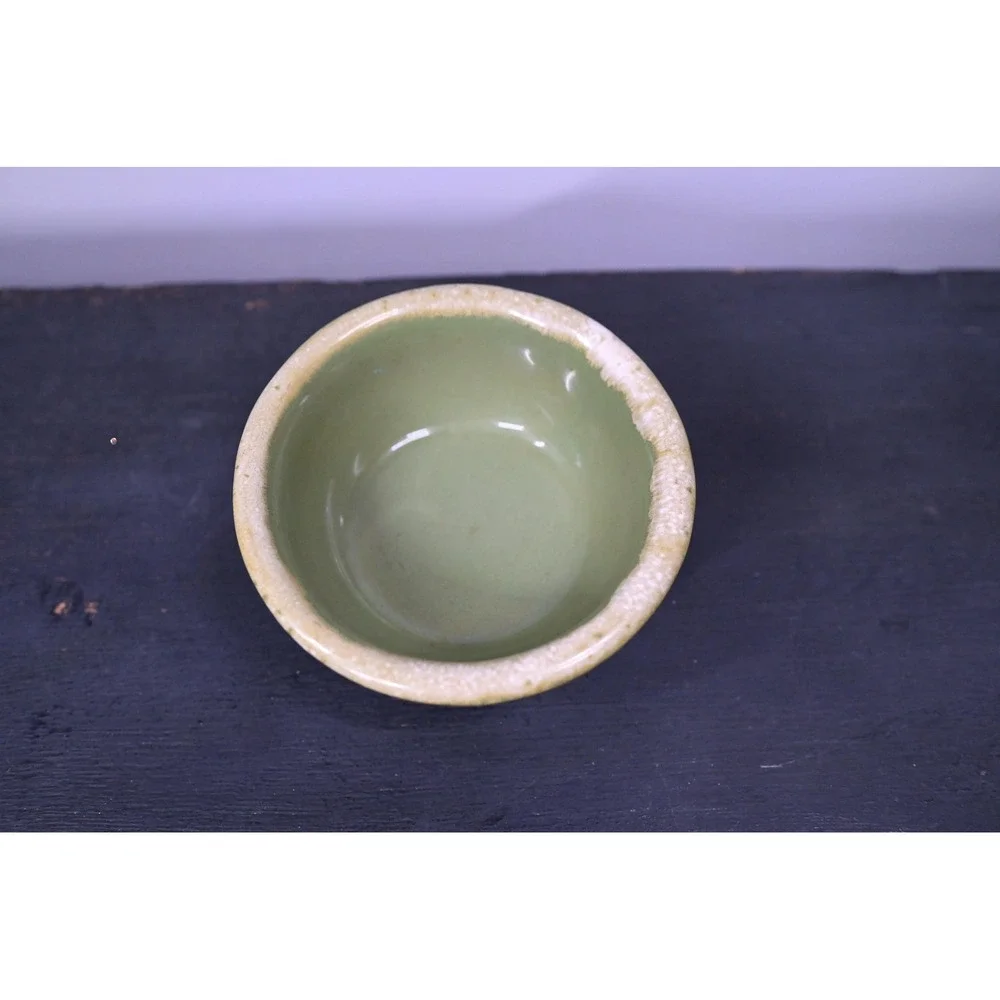 Vintage Hull Pottery Olive Green Drip Glaze Oven Proof Bowl 5.25 inch USA